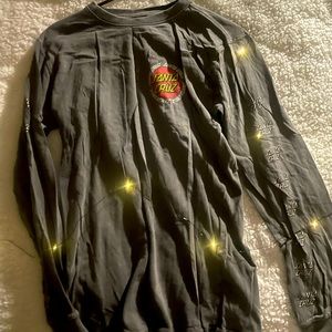 santa cruz long sleeve tee. heather grey w logo